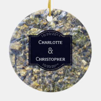 Bröllop för flodsmåsten- och vattenpersonlig julgransprydnad keramik