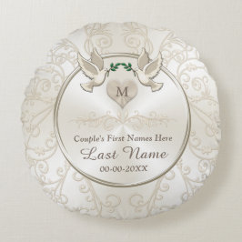 Bröllop för love birdsMonogrampersonligen kudder Rund Kudde