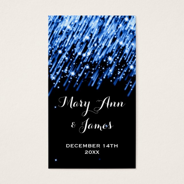 Bröllop för Märkre - fallande stjärnor "Sapphire B Visitkort (Framsidan)