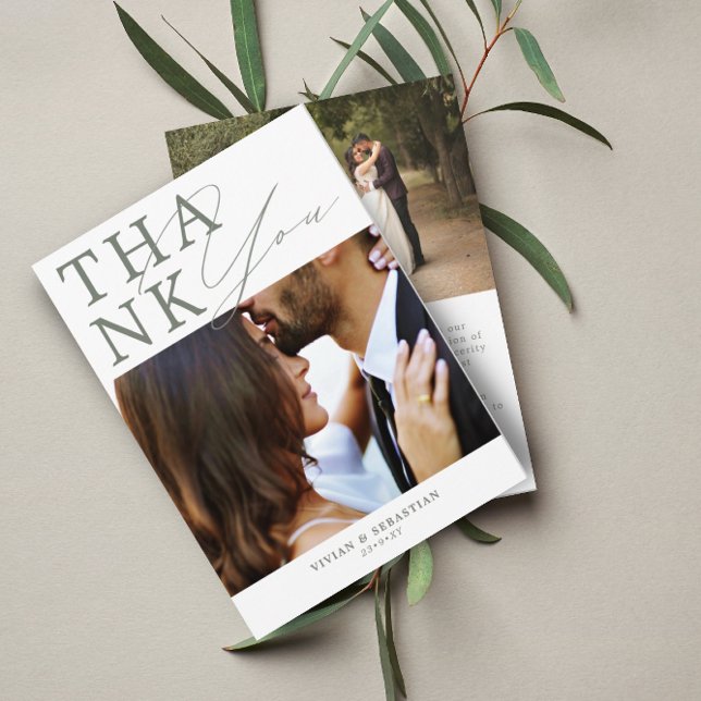 Bröllop för minimalistisk Grönt Sage Tack Kort (Skapare uppladdad)