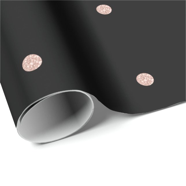 Bröllop för Möhippan Small Polka dots Black Rosa r Presentpapper (Rullad Hörn)