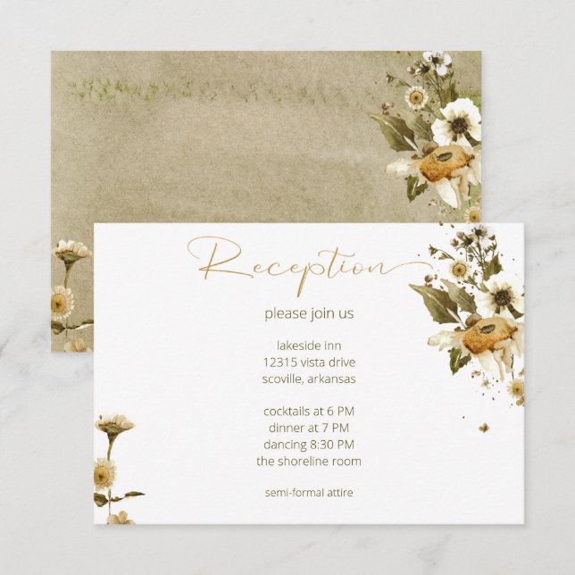 Bröllop för sommarjodblommor och Daisy Tilläggskort (Fram/baksida)