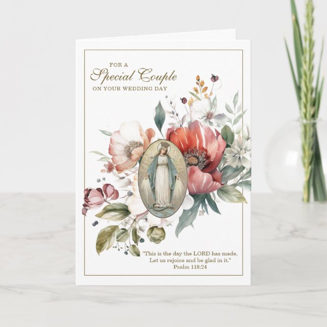 Bröllop för speciellt par - religiöst blomster kort (Framsida)