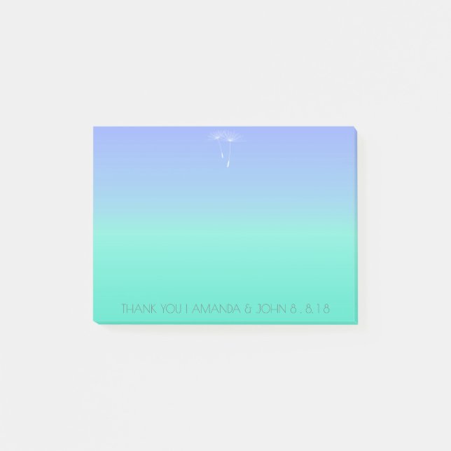 Bröllop för Tack Ocean Blue Ombre Post-it Block (Framsida)