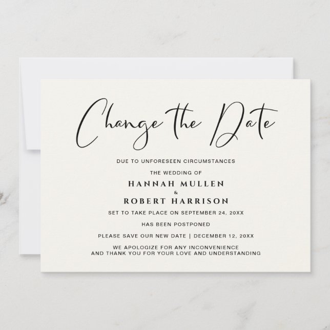 Bröllop Förändra datumet Uppställning Ljus kräm Meddelande (Framsida)