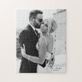 Bröllop Forever Namn Fotosvart och vitt Pussel