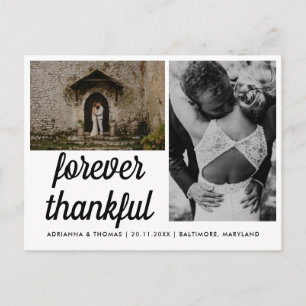 Bröllop Forever Thankful Elegant Script 2-foton Vykort