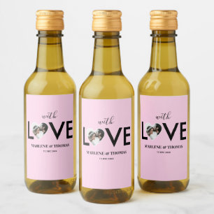 Bröllop Förlovning Anpassningsbar Foto Rosa Heart  Vinetikett