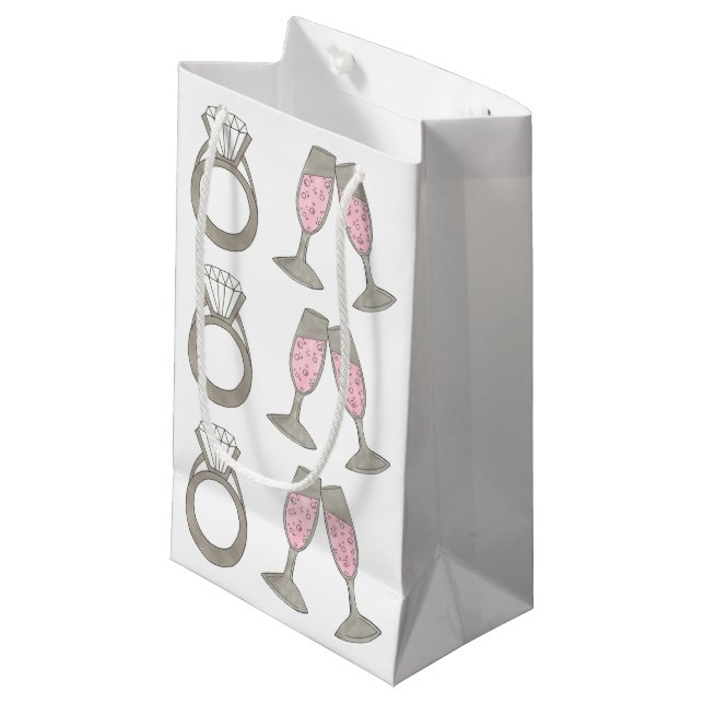 Bröllop Förlovning Bride Ring Champagne Gift Bag (Framsidan Vinklad)