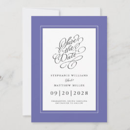 Bröllop Förlovning Chic Elegant Trendig Periwinkle Spara Datumet