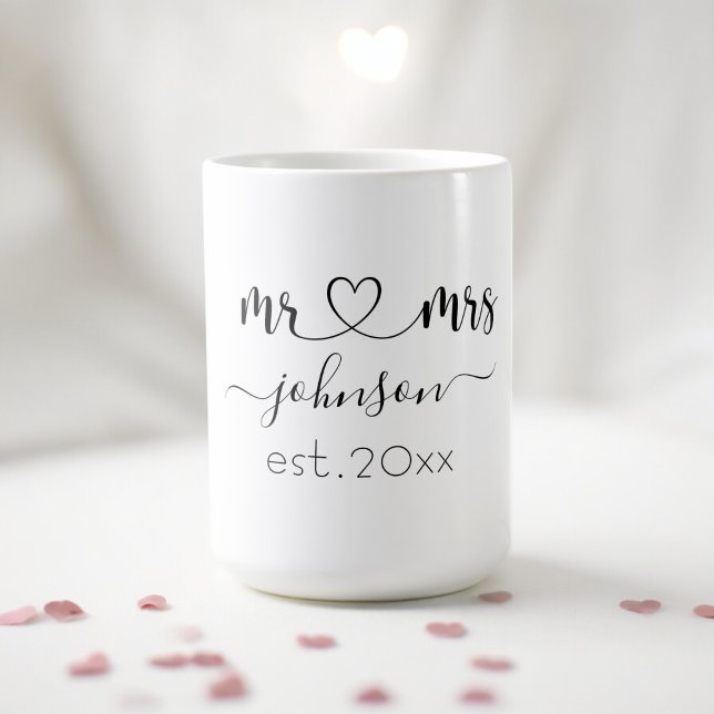 Bröllop Förlovning Hjärta, fru Personlig Namn Kaffemugg (Skapare uppladdad)