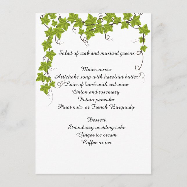 Bröllop, Förlovning, Möhippa, plattmeny Meny (Framsida)