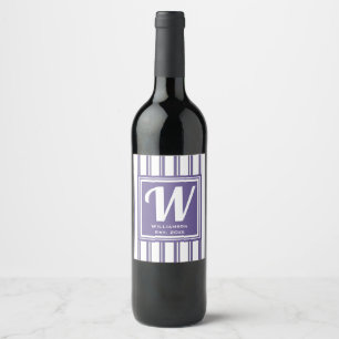 Bröllop Förlovning Monogram Initial Modern Vinflaska Etikett