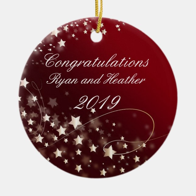 Bröllop Förlovning New Home Red Julgransprydnad Keramik (Framsidan)