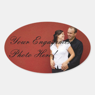 Bröllop Förlovning Photo Stickers Oval Ovalt Klistermärke