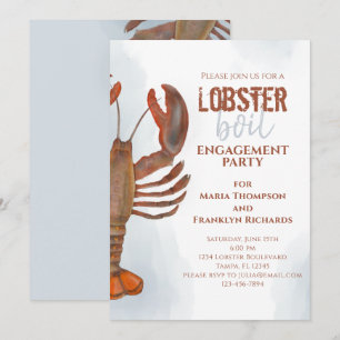 Bröllop Förlovningsfest Simple Lobster Boil Inbjudningar