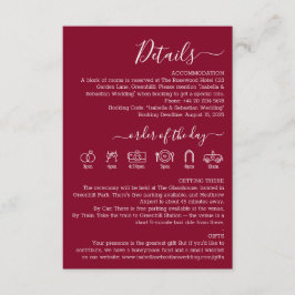 Bröllop Formal Burgundy Detaljer Tilläggskort