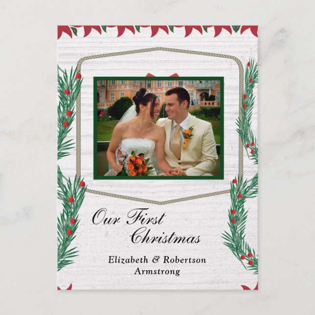 Bröllop Första jul vårt foto Helg Vykort (Framsida)