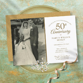 Bröllop Foto 50 års Jubileum Guld Damm Konfetti Inbjudningar