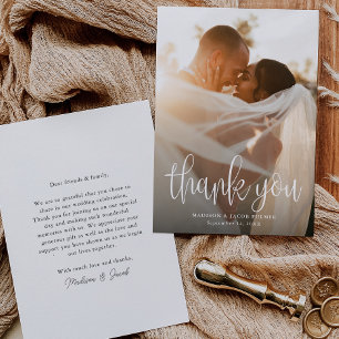 Bröllop-foto för budgetens moderna kalligrafi tack kort