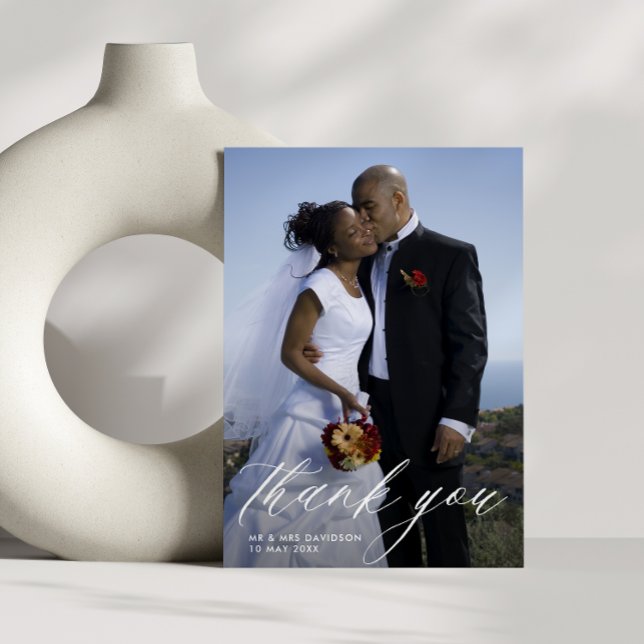 bröllop-foto för handskrivet skript för snyggt tack kort (Skapare uppladdad)