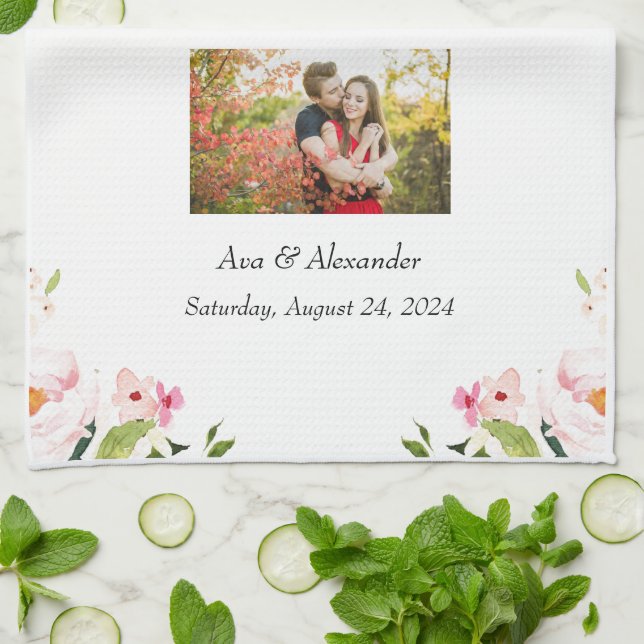 Bröllop-foto Kökshandduk (Vikta)