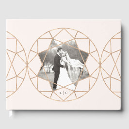 Bröllop-foto med rund Diamond Geometric Chic Gästböcker
