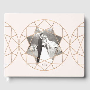 Bröllop-foto med rund Diamond Geometric Chic Gästböcker