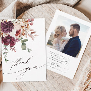 Bröllop Foto på Elegant i hösten Romantik, Blommig Tack Kort