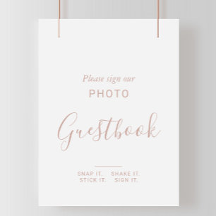 Bröllop-fotoboksskylt med minimalistisk-fotobok fö poster