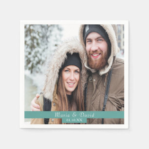 Bröllop-fotogrönt namn pappersservett