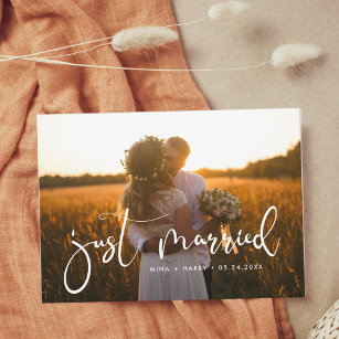 bröllop-fotokort för romantisk Elegant i ny gifta Meddelande