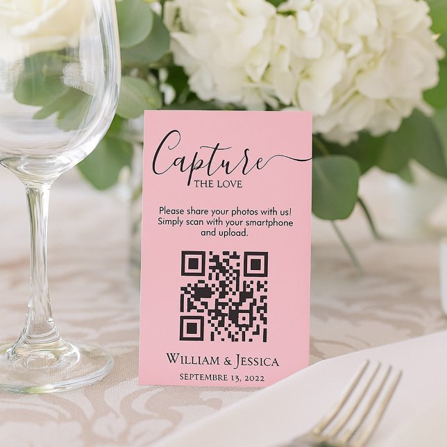  Bröllop-foton med QR-kodRosa Tilläggskort (Skapare uppladdad)