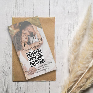 bröllop-fotopar med minimal osa qr-kod anteckningskort
