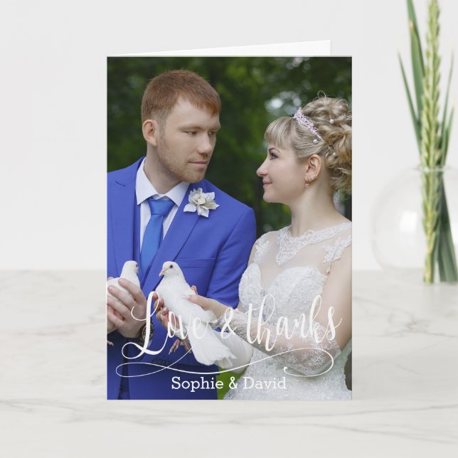 Bröllop fotoskript för Charm Handwrite-Tack. Tack Kort (Framsida)