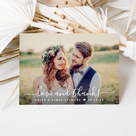 Bröllop fotot för handskrivet skript i Kärlek och  Tack Kort