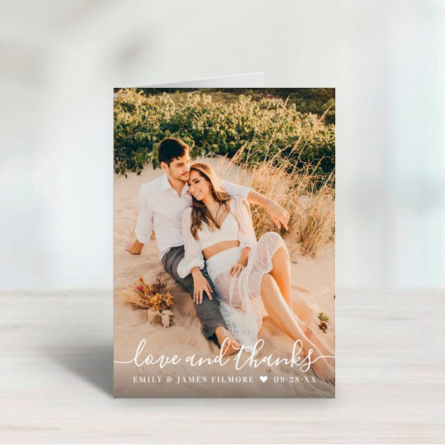 Bröllop fotot för handskrivet skript i Kärlek och  Tack Kort (Skapare uppladdad)