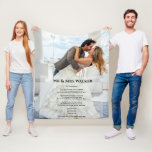 Bröllop fotot Sång lyrics Fleece Blanket<br><div class="desc">Vi presenterar minnesfilten anpassningsbar ull, perfektens väg till behålla dig varm och mysigt samtidigt som du minns din speciella dag. Lägg till bröllop-foto, namn och bröllop sång-text till den här mjuka filten för att behålla dina minnen levande. Vare sig det är för en gåva eller för dig själv, är filten...</div>
