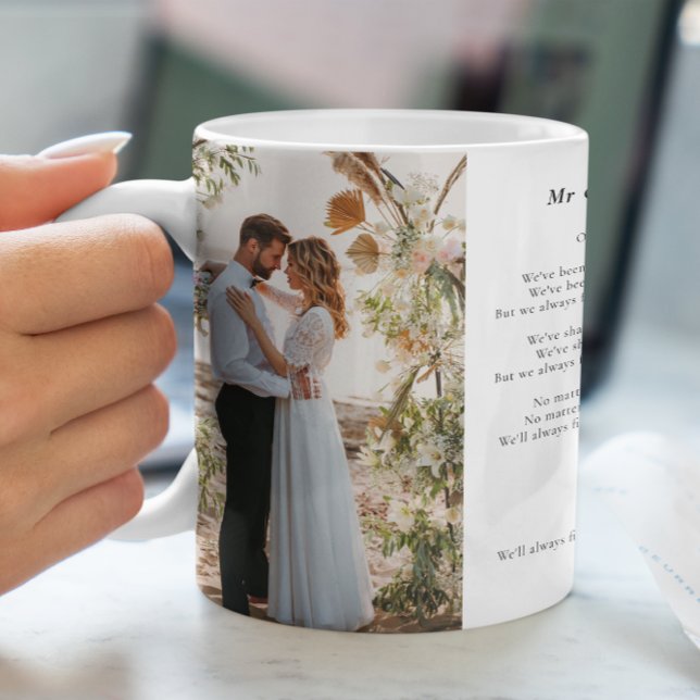 Bröllop fotot Sång lyrics modern keepsaké Kaffemugg (Skapare uppladdad)