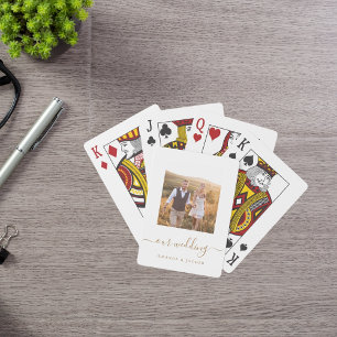 Bröllop fotovit guld modern casinokort