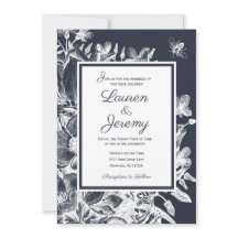 Bröllop Fransk Farmhouse Blommigt Navy & White