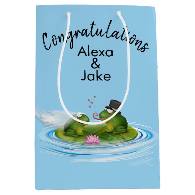 Bröllop Frogs på Lily Pad med hearts (Framsidan)