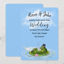 Bröllop Frogs på Lily Pad med hearts Inbjudningar