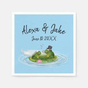 Bröllop Frogs på Lily Pad med hearts Pappersservett