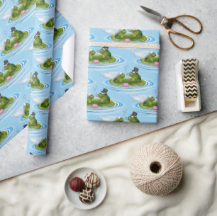 Bröllop Frogs på Lily Pad med hearts Presentpapper