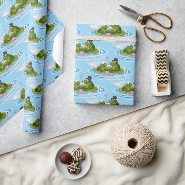 Bröllop Frogs på Lily Pad med hearts Presentpapper (Hantverk)