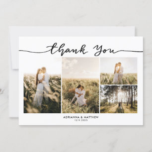 Bröllop Fyra Bilder Elegant Tack Script Kort
