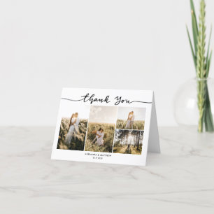 Bröllop Fyra Bilder Elegant Tack Script Kort