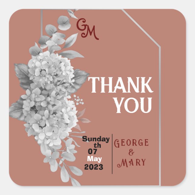 Bröllop Fyrkantigt Klistermärke (Framsida)