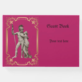 Bröllop gäst bok klassisk rosa och guld